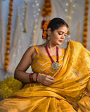 Haldi Kumkum raga tissue saree