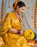 Haldi Kumkum raga tissue saree