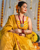 Haldi Kumkum raga tissue saree