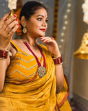 Haldi Kumkum raga tissue saree