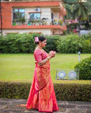 Surya Kiran with pink border Raga Tissue Saree