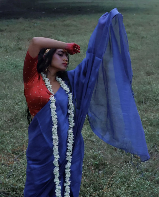 Royal Blue Raga Tissue Saree