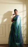 Dark Green Raga Tissue Saree