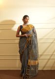 Rama Green with Temple Border Tissue Saree