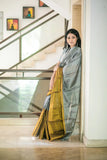 Mustard Glow with Silver Sparkle Raga Tissue Saree