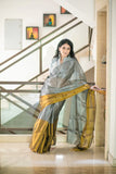 Mustard Glow with Silver Sparkle Raga Tissue Saree