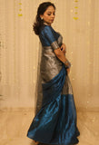 Blue with Silver Sparkle Glow Raga Tissue saree