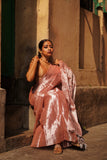 Onion Pink Silver Tone Raga Tissue Saree
