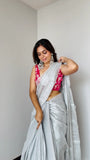 White Raga Tissue Saree