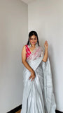 White Raga Tissue Saree