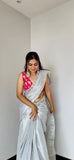 White Raga Tissue Saree