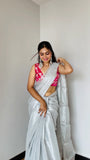 White Raga Tissue Saree