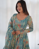 Vibrant Lightweight Anarkali Dress: Pure Soft Organza Silk, Fully Flared Kali Pattern with Dupatta and Pants ā Perfect for Summer Festivities!