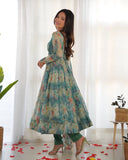 Vibrant Lightweight Anarkali Dress: Pure Soft Organza Silk, Fully Flared Kali Pattern with Dupatta and Pants ā Perfect for Summer Festivities!
