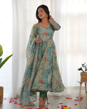 Vibrant Lightweight Anarkali Dress: Pure Soft Organza Silk, Fully Flared Kali Pattern with Dupatta and Pants ā Perfect for Summer Festivities!