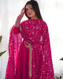 Colorful Georgette Anarkali Gown Set with Dupatta & Pants ā Perfect for Festivities
