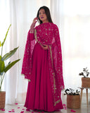 Colorful Georgette Anarkali Gown Set with Dupatta & Pants ā Perfect for Festivities