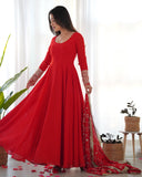 Colorful Georgette Anarkali Gown Set with Dupatta & Pants ā Perfect for Festivities