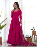 Colorful Georgette Anarkali Gown Set with Dupatta & Pants ā Perfect for Festivities