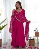 Colorful Georgette Anarkali Gown Set with Dupatta & Pants ā Perfect for Festivities