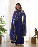 Colorful Georgette Anarkali Gown Set with Dupatta & Pants ā Perfect for Festivities