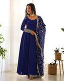 Colorful Georgette Anarkali Gown Set with Dupatta & Pants ā Perfect for Festivities