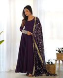 Colorful Georgette Anarkali Gown Set with Dupatta & Pants ā Perfect for Festivities
