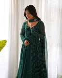 High-End Laheriya Print Anarkali Set with Dupatta & Pants ā Perfect for Summer Weddings