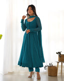 High-End Laheriya Print Anarkali Set with Dupatta & Pants ā Perfect for Summer Weddings