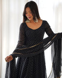 High-End Laheriya Print Anarkali Set with Dupatta & Pants ā Perfect for Summer Weddings