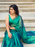 Dark Green Raga Tissue Saree
