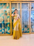 Rose Gold & golden Raga Tissue Saree