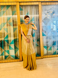 Rose Gold & golden Raga Tissue Saree