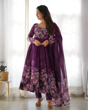Colorful Lightweight Organza Silk Anarkali Set with Dupatta & Pants ā Perfect for Festivities!