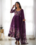 Colorful Lightweight Organza Silk Anarkali Set with Dupatta & Pants ā Perfect for Festivities!