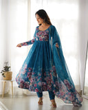 Colorful Lightweight Organza Silk Anarkali Set with Dupatta & Pants ā Perfect for Festivities!