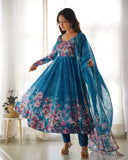 Colorful Lightweight Organza Silk Anarkali Set with Dupatta & Pants ā Perfect for Festivities!