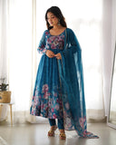 Colorful Lightweight Organza Silk Anarkali Set with Dupatta & Pants ā Perfect for Festivities!