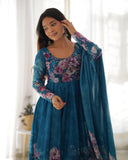 Colorful Lightweight Organza Silk Anarkali Set with Dupatta & Pants ā Perfect for Festivities!
