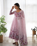 Colorful Lightweight Organza Silk Anarkali Set with Dupatta & Pants ā Perfect for Festivities!