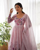 Colorful Lightweight Organza Silk Anarkali Set with Dupatta & Pants ā Perfect for Festivities!