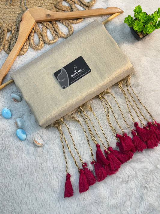 Elegant Singal color Tissue Silk Saree with Traditional Patterns | Lightweight Festive Wear