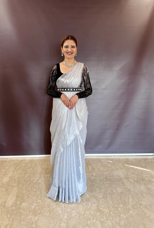 White Raga Tissue Saree