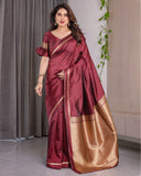 Maroon Soft Kanjivaram Silk Saree with Golden Zari Pallu & Designer Blouse | 5.5m Saree + 0.8m Blouse