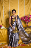Golden and Silver raga tissue saree