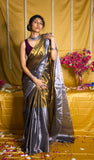Golden and Silver raga tissue saree