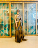 Mustard Glow with Silver Sparkle Raga Tissue Saree
