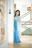 Off White with Golden Dual Tone Raga Tissue Saree
