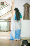 Off White with Golden Dual Tone Raga Tissue Saree