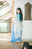 Off White with Golden Dual Tone Raga Tissue Saree